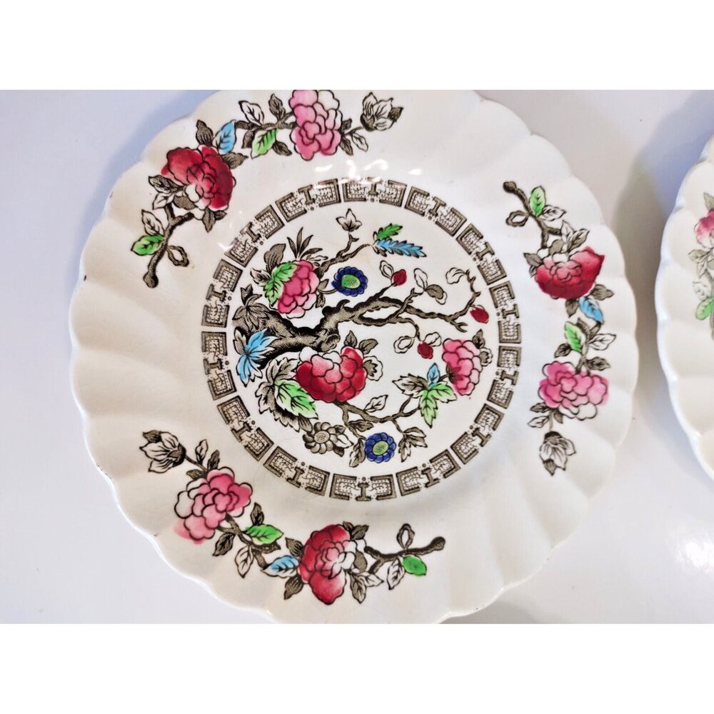 Vintage Myott Hand Engraved Nappies/Dessert Plates Indian Tree 1950's (set of 4)